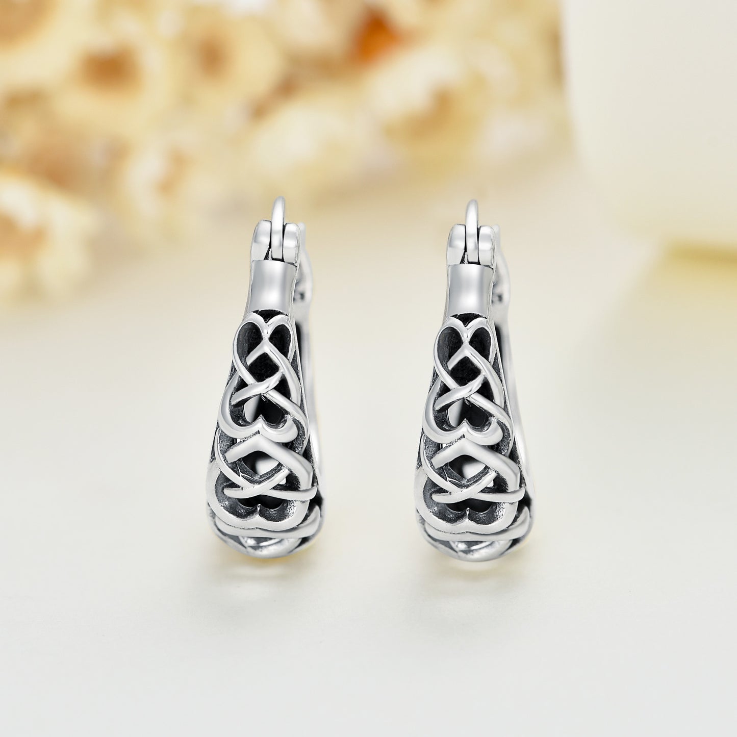 925 Sterling Silver Celtic Knot Vintage Hoop Earrings