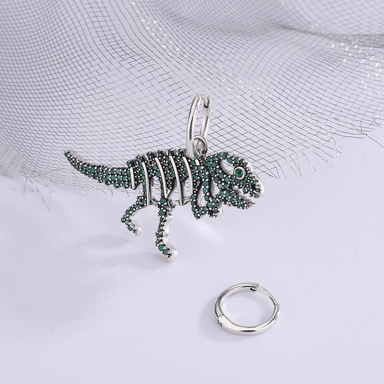 Green Diamond Dinosaur Earrings