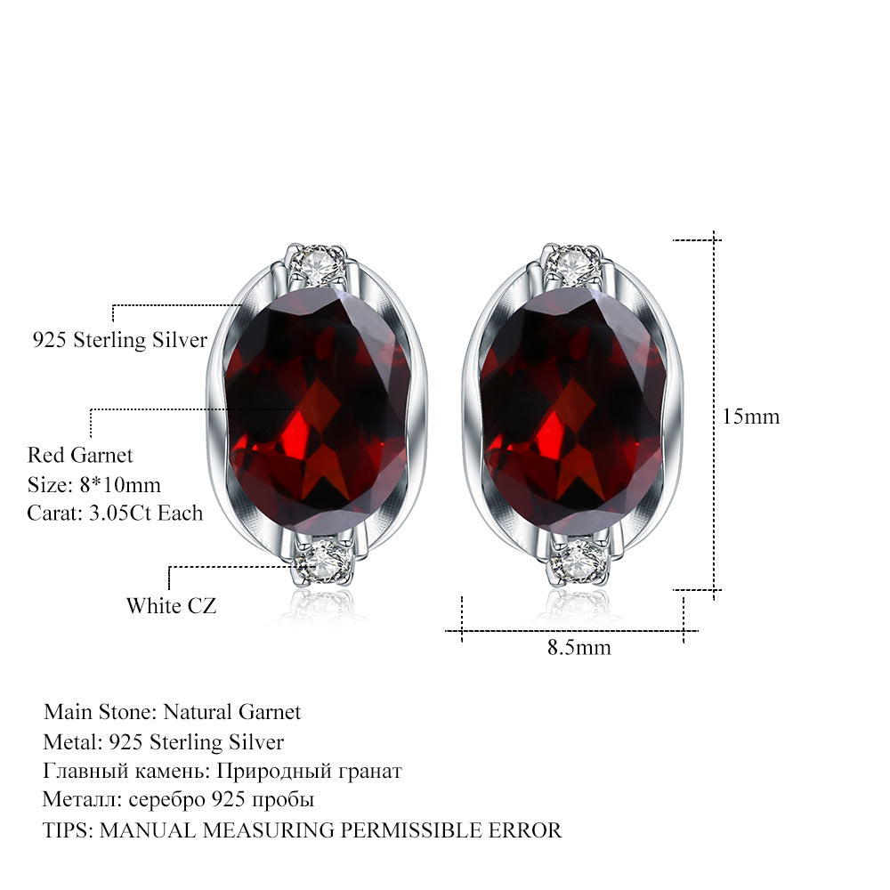 Natural Garnet Stud Earrings