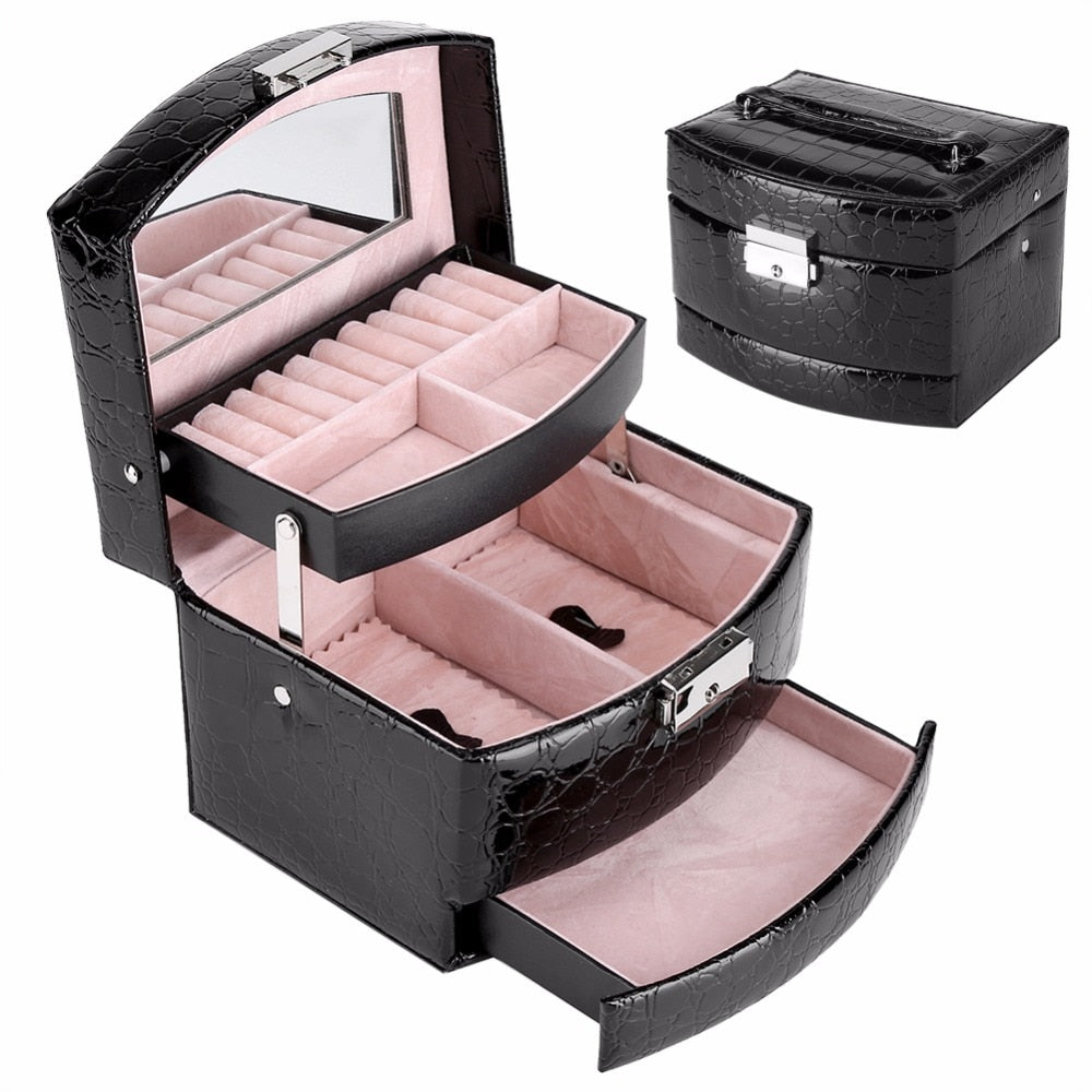 Leather 3 Layers Jewelry Boxes