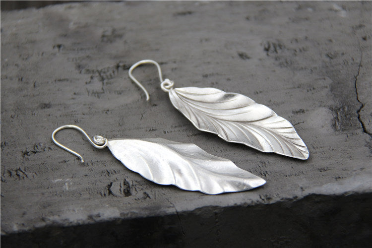 s925 sterling silver earrings temperament leaf earrings