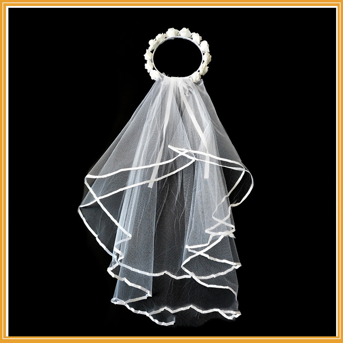 White Rose Wreath Veil Bachelor Party