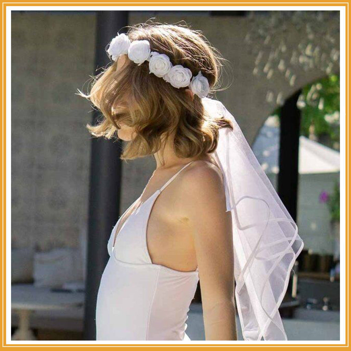 White Rose Wreath Veil Bachelor Party