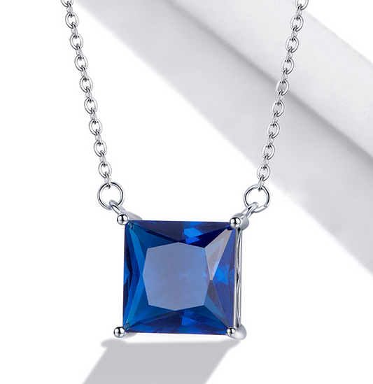 Blue Simple Square Necklace