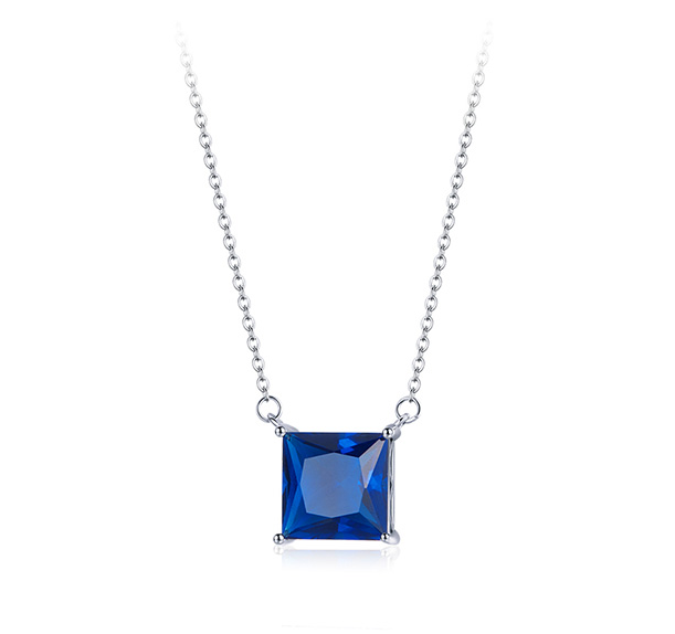 Blue Simple Square Necklace