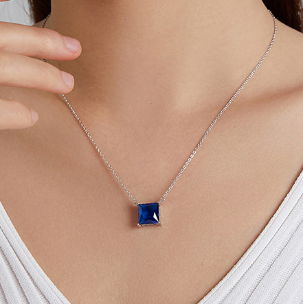 Blue Simple Square Necklace