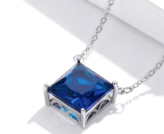 Blue Simple Square Necklace