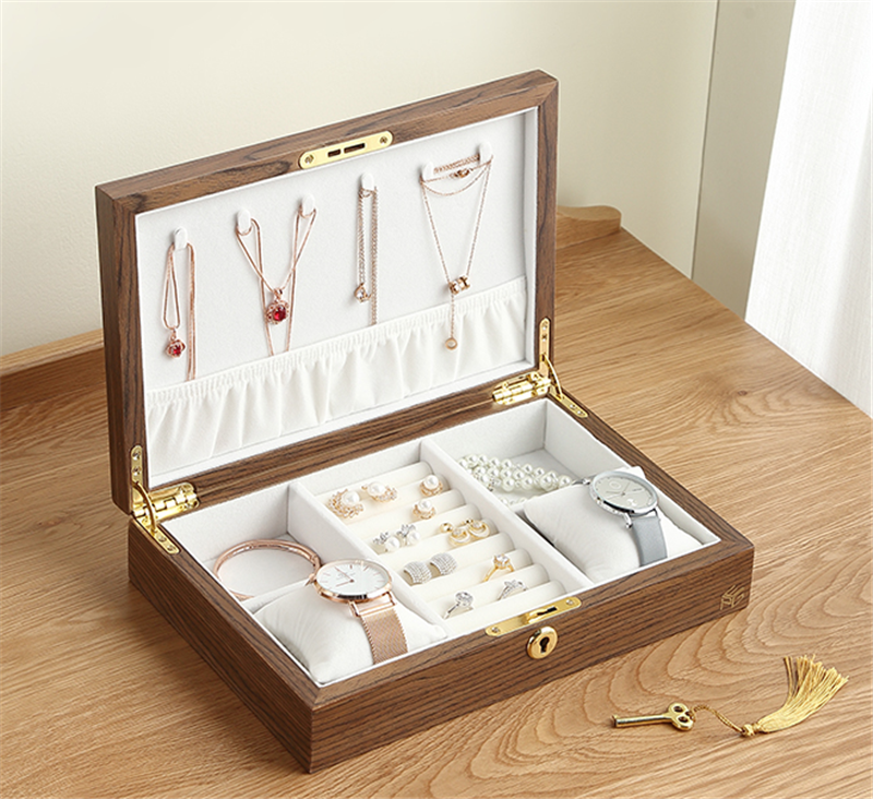 Solid wood hand jewelry storage box