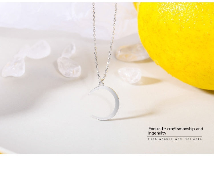 S925 Silver Special-interest Design Moon Necklace Female Fashion Clavicle Chain Internet Celebrity