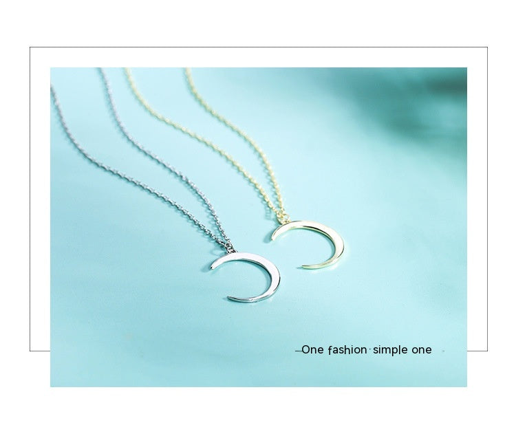 S925 Silver Special-interest Design Moon Necklace Female Fashion Clavicle Chain Internet Celebrity