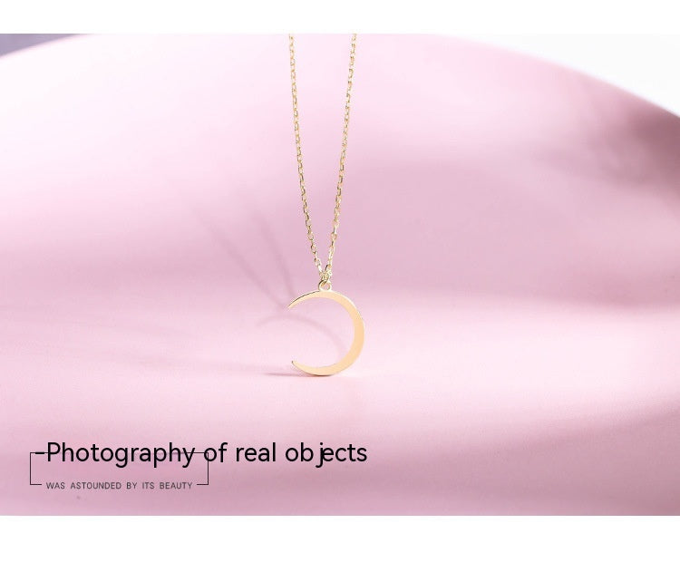 S925 Silver Special-interest Design Moon Necklace Female Fashion Clavicle Chain Internet Celebrity