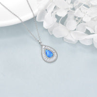 Blue Opal Teardrop Necklace