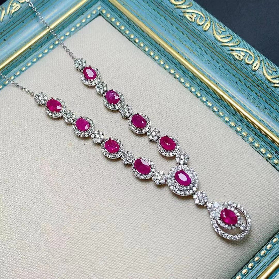 Inlaid Natural Ruby Necklace