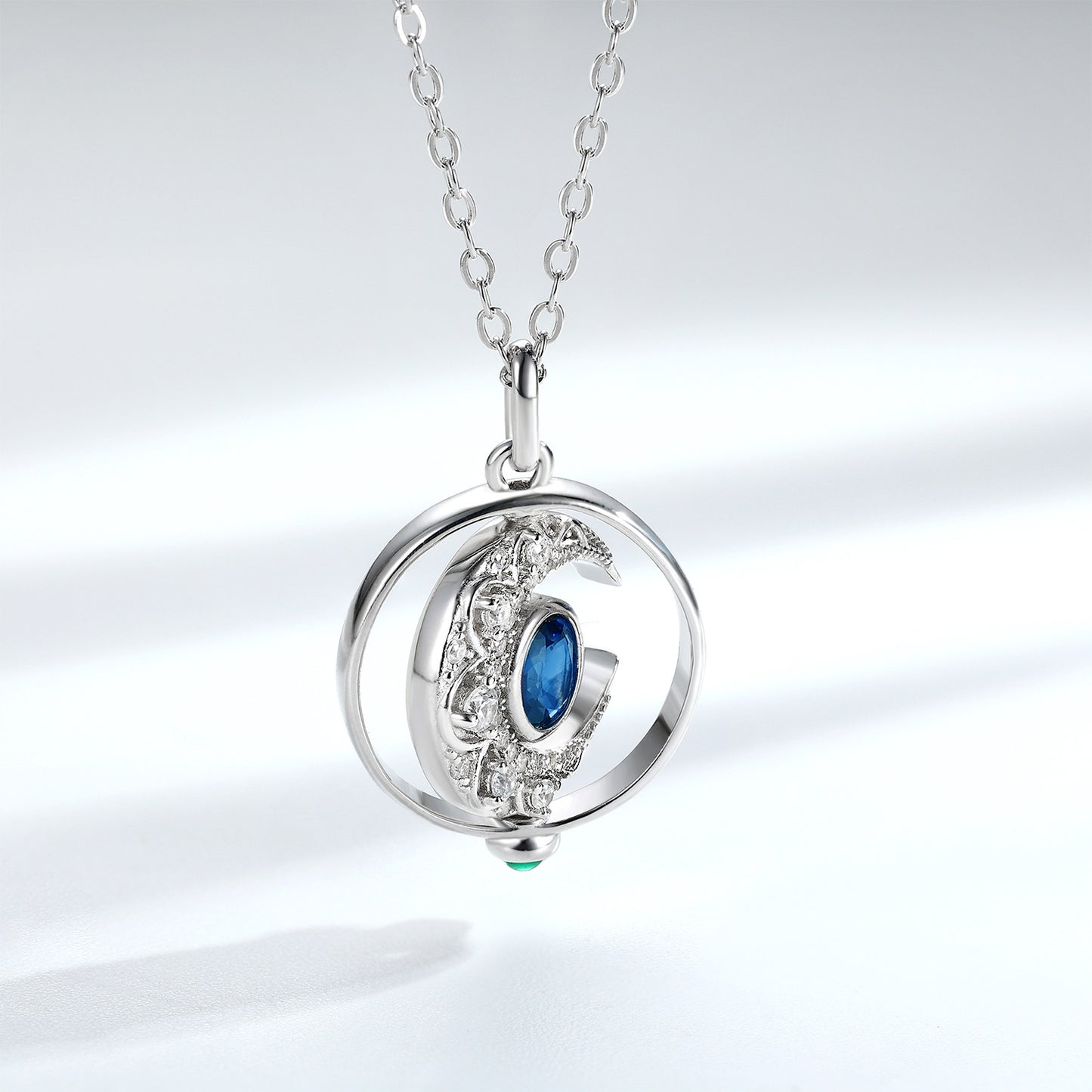 Rotate moon Sapphire Necklace