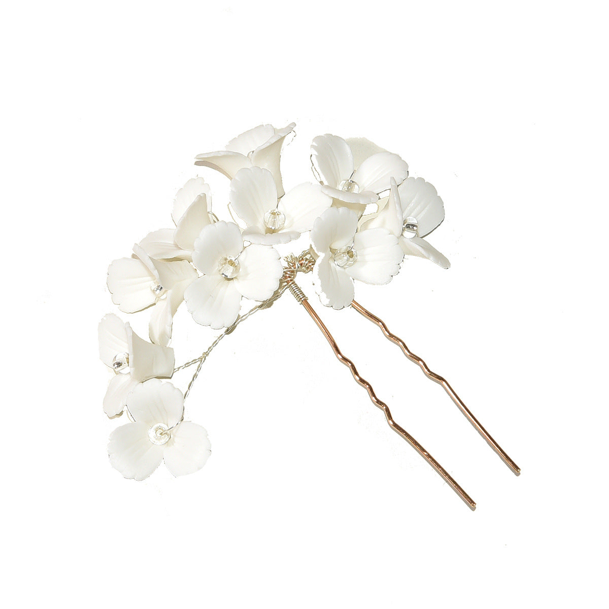 White 3D Flower Hairpin