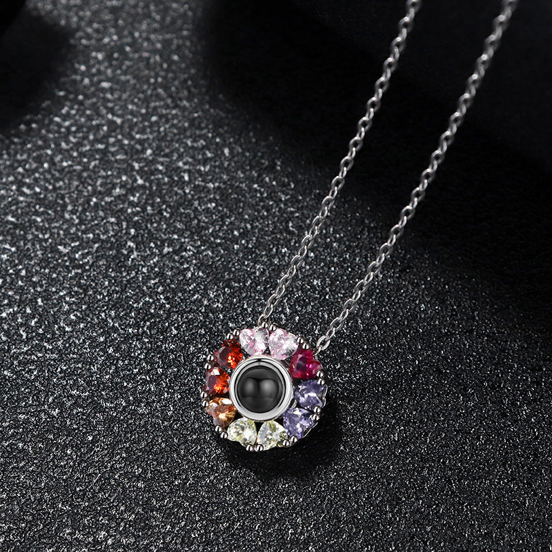 Heart Colorful Crystals Projection Necklace