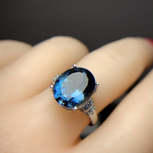 Dark Blue Topaz Ring