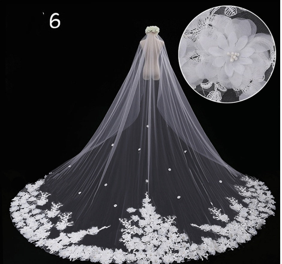 Long Tail Luxury Super Fairy Wedding Veil