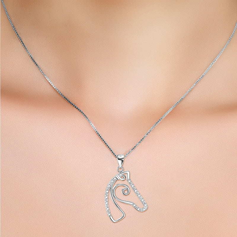 Horse Head Pendant Delicate Micro-Set Necklace