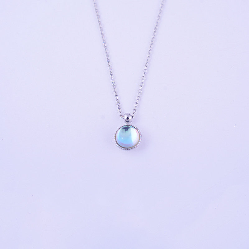 925 Sterling Silver Round Multicolored Stone Necklace