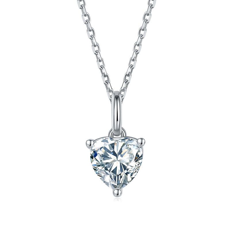 La Moissanite Pendant Necklace 9 Sterling Silver Pear Shape