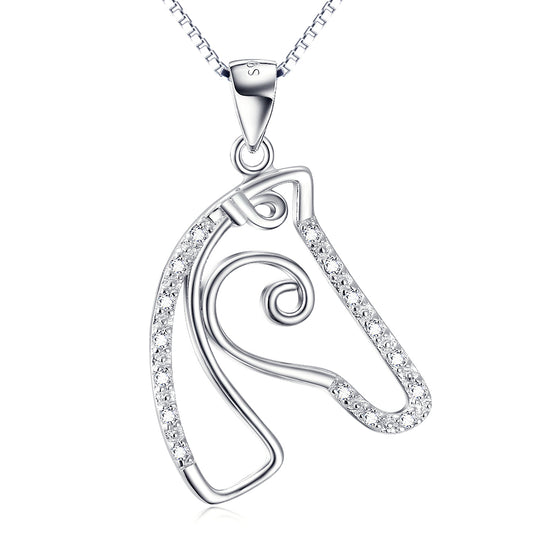 Horse Head Pendant Delicate Micro-Set Necklace