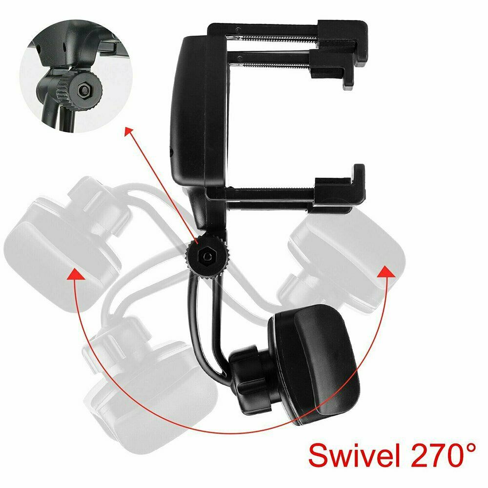 Car Rear View Mirror Mount Stand Phone Holder 360 Rotation