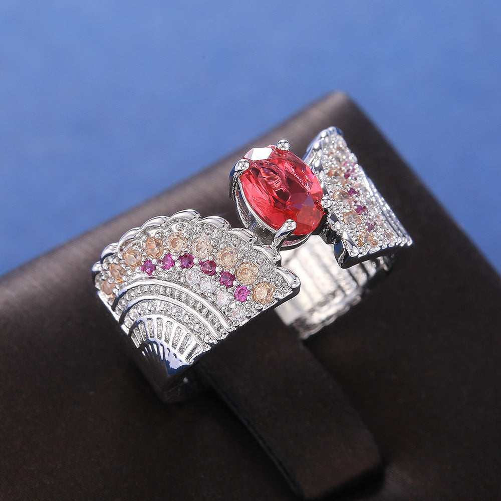 Fashion inlaid zircon ladies ring