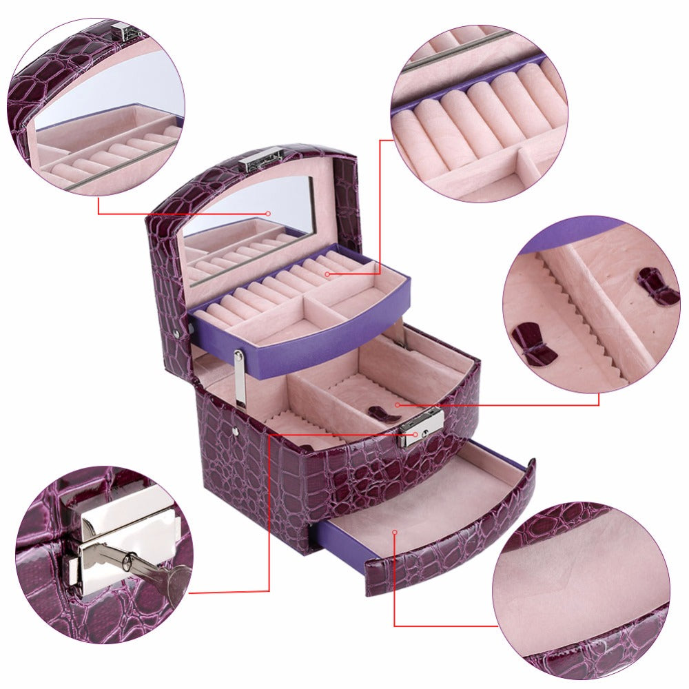 Leather 3 Layers Jewelry Boxes