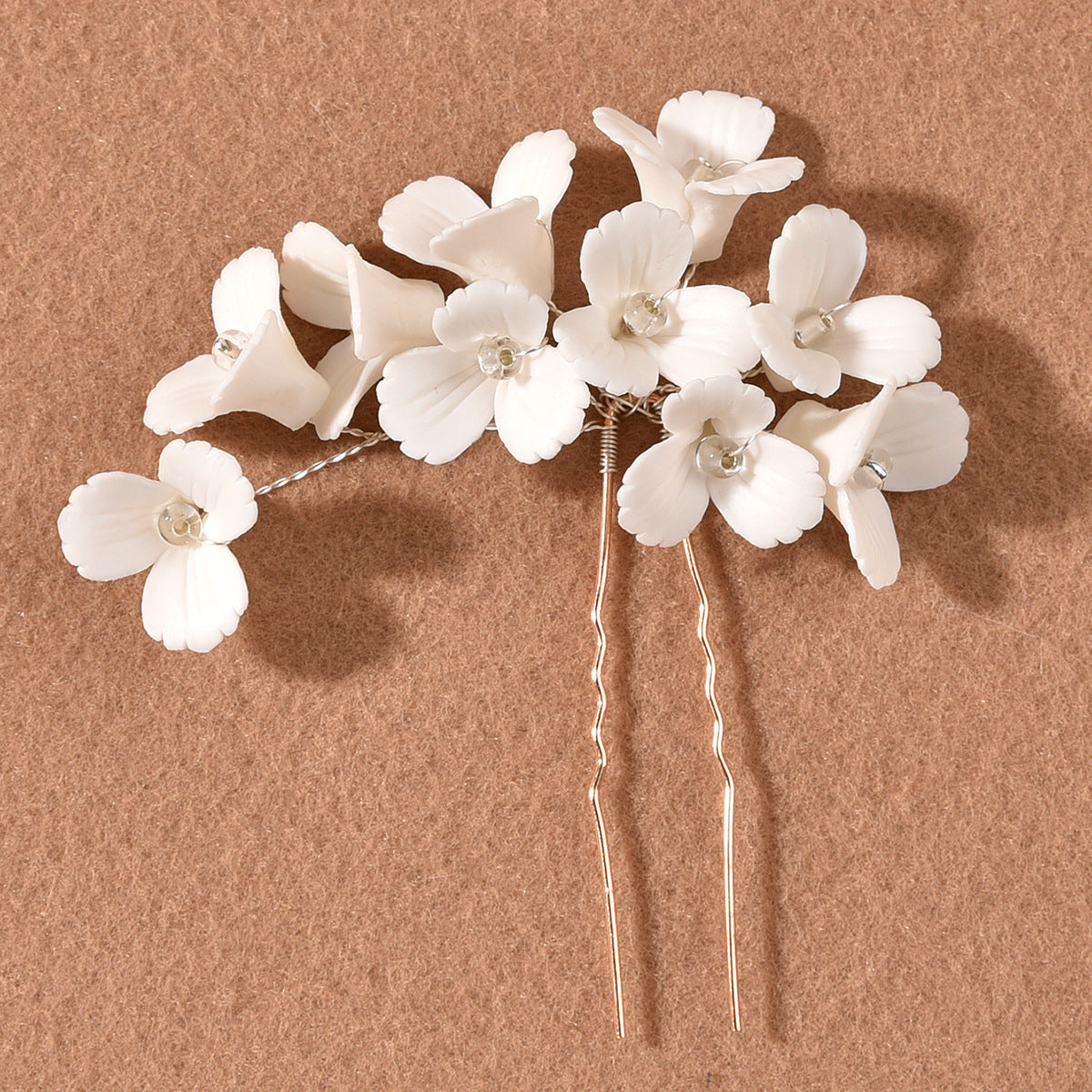 White 3D Flower Hairpin