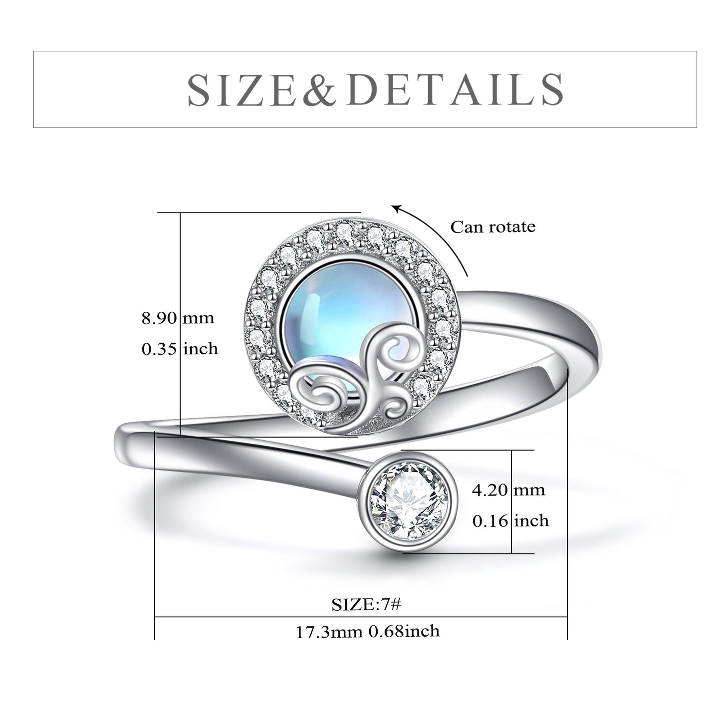 sterling silver  spinner adjustable rotatable rings