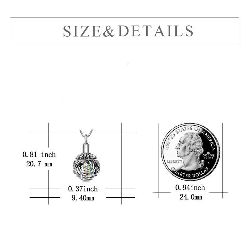 Sterling Silver Tree of Life Urn for Ashes Necklace with Aurora Borealis Crystal