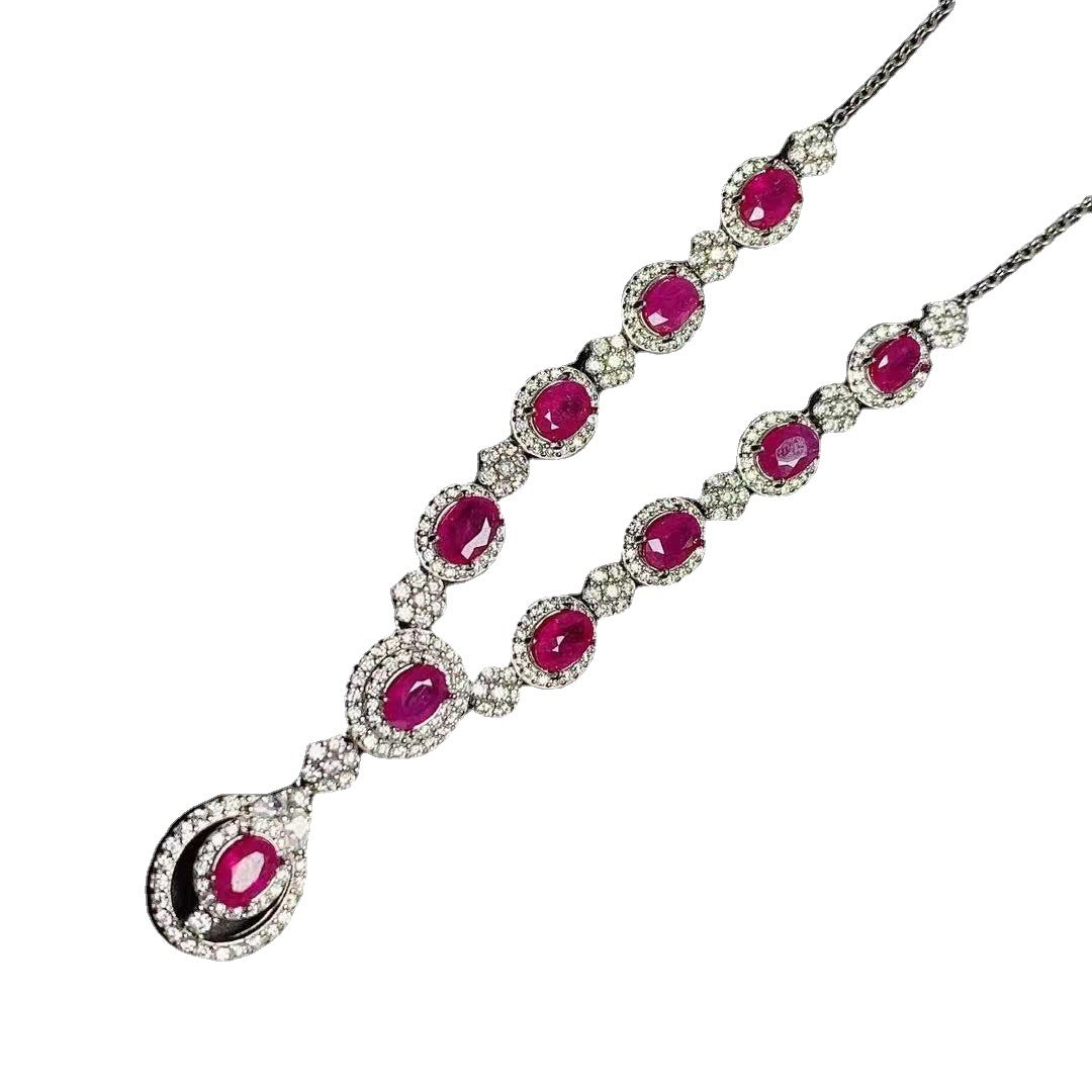 Inlaid Natural Ruby Necklace