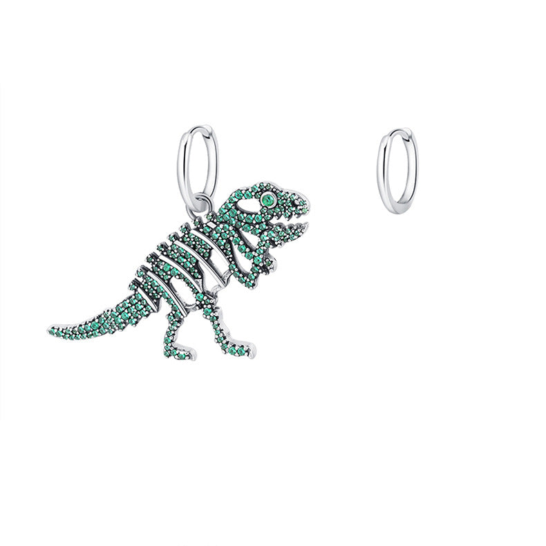 Green Diamond Dinosaur Earrings