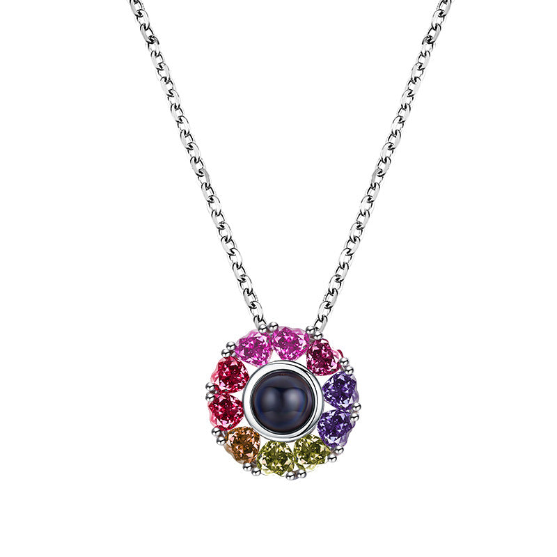 Heart Colorful Crystals Projection Necklace