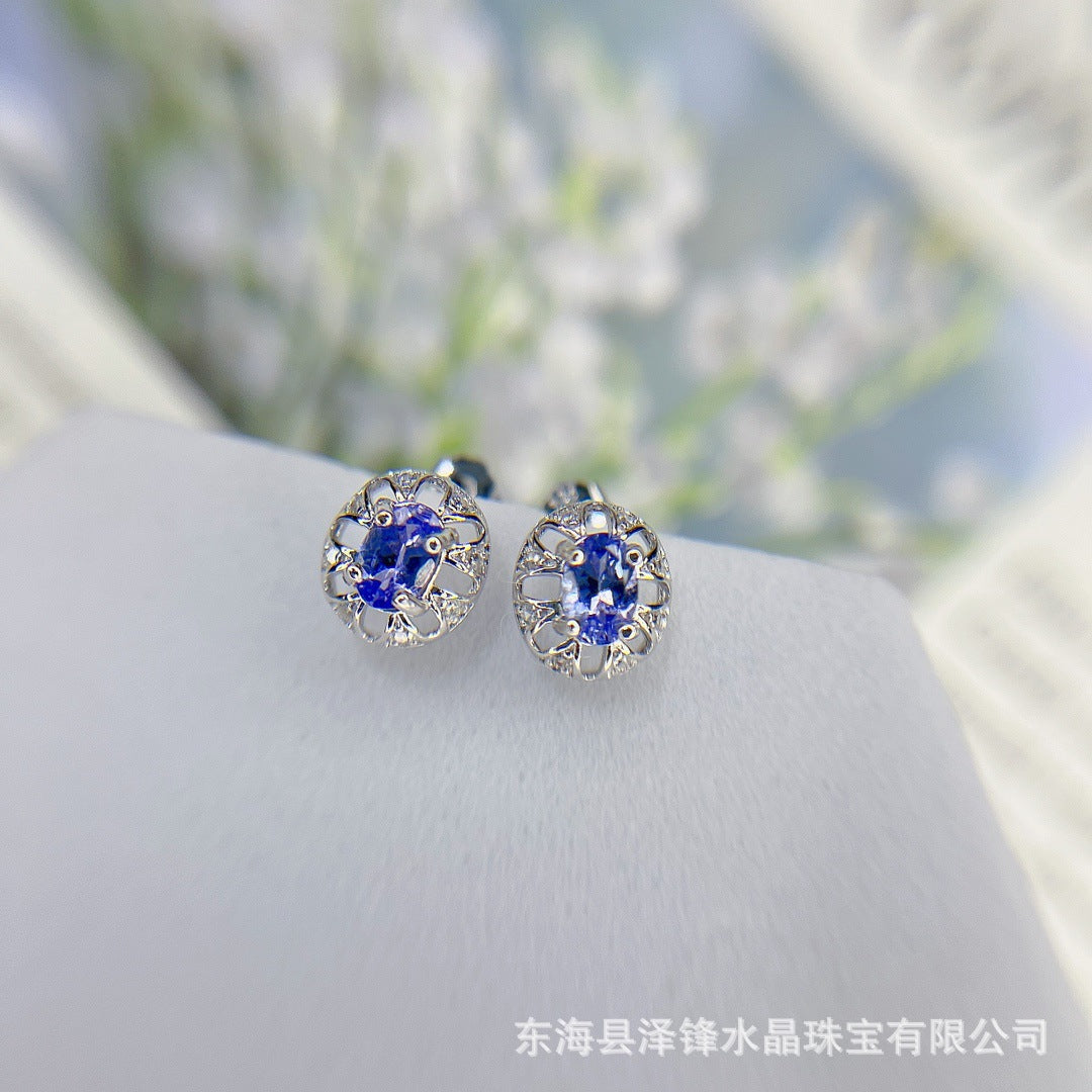 Fashion Natural Tanzanite Stud Earrings