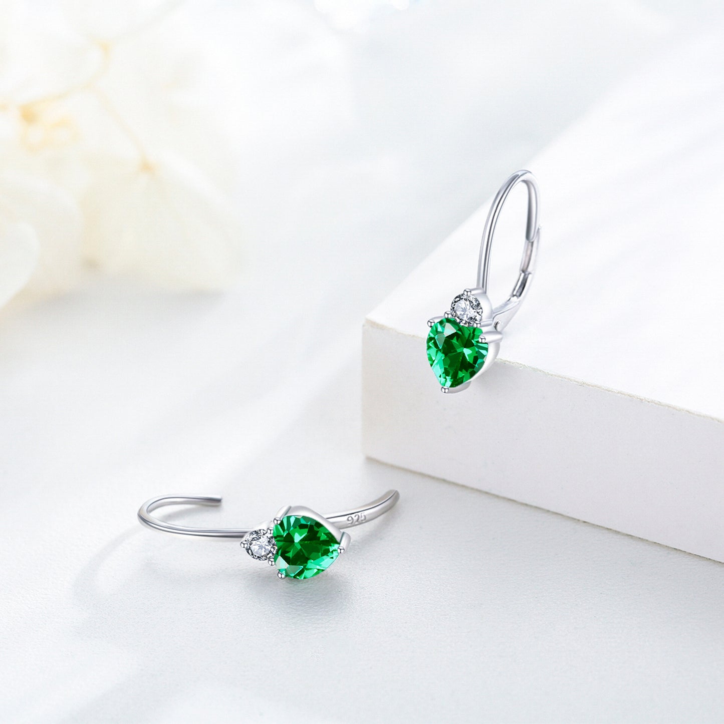 Green Heart Earrings