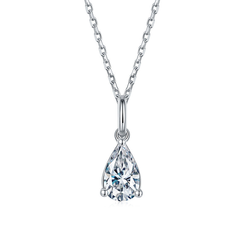 La Moissanite Pendant Necklace 9 Sterling Silver Pear Shape