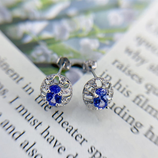 Fashion Natural Tanzanite Stud Earrings