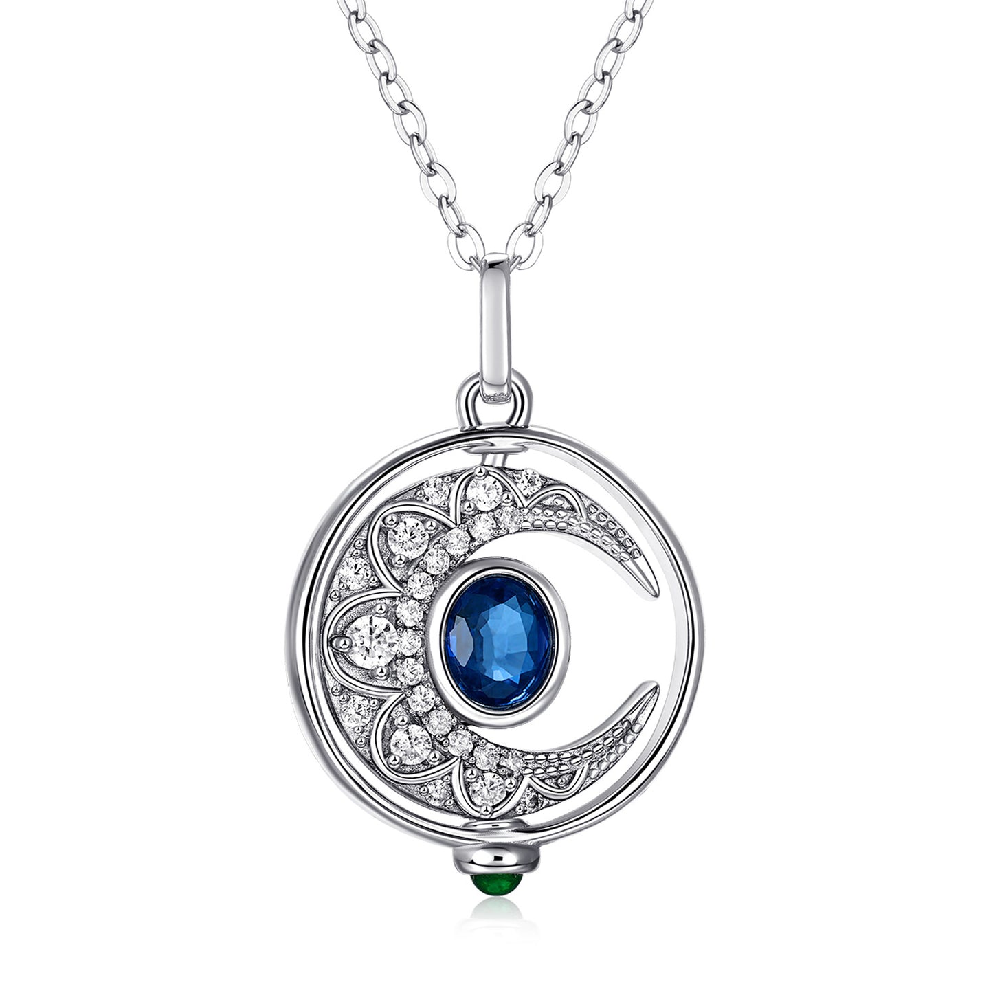 Rotate moon Sapphire Necklace