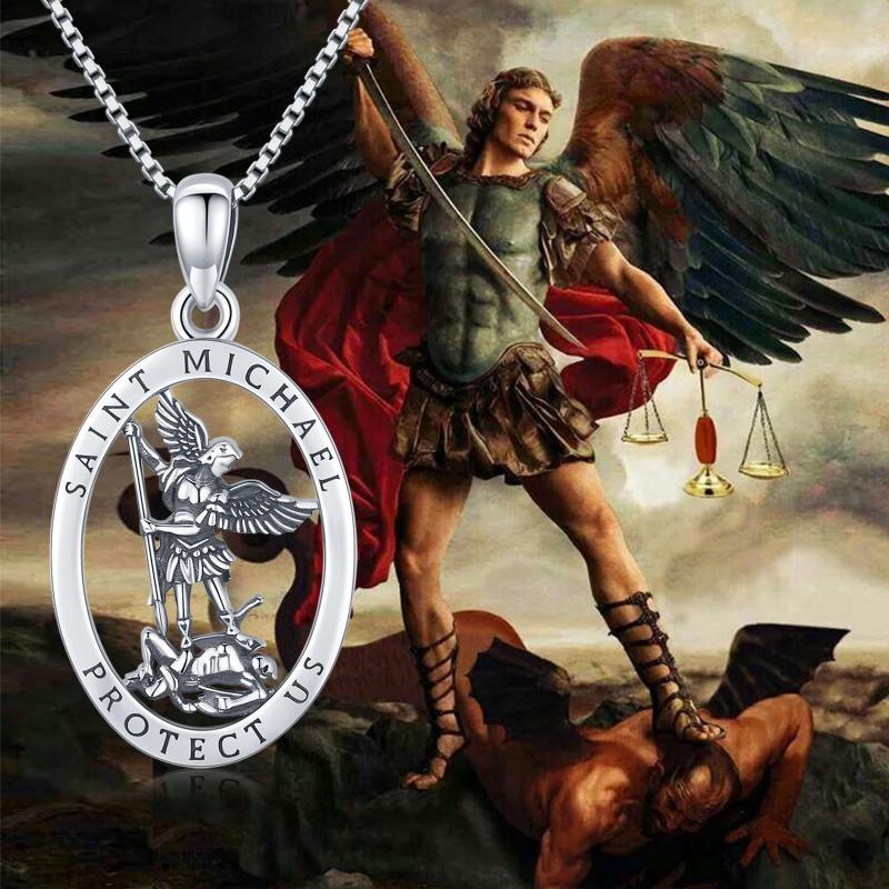 Oval Saint Michael Medal Necklace