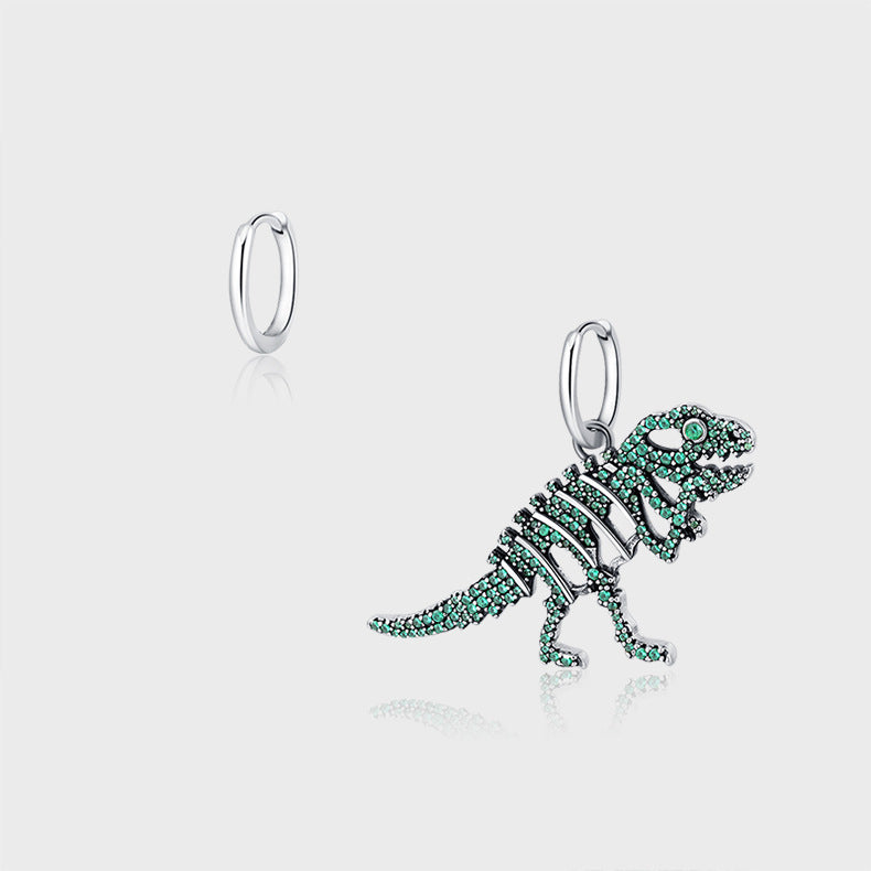 Green Diamond Dinosaur Earrings