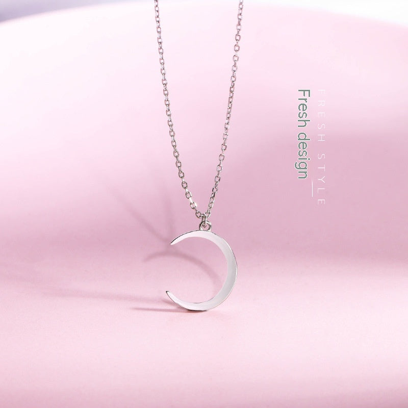 S925 Silver Special-interest Design Moon Necklace Female Fashion Clavicle Chain Internet Celebrity