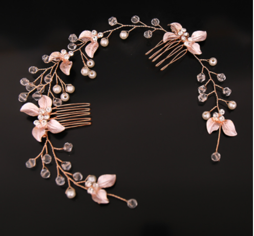 peachy pink Leaf Flower Headgear