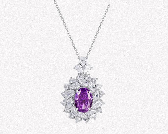 S925 Silver Cubic Zirconia Purple Necklace Women