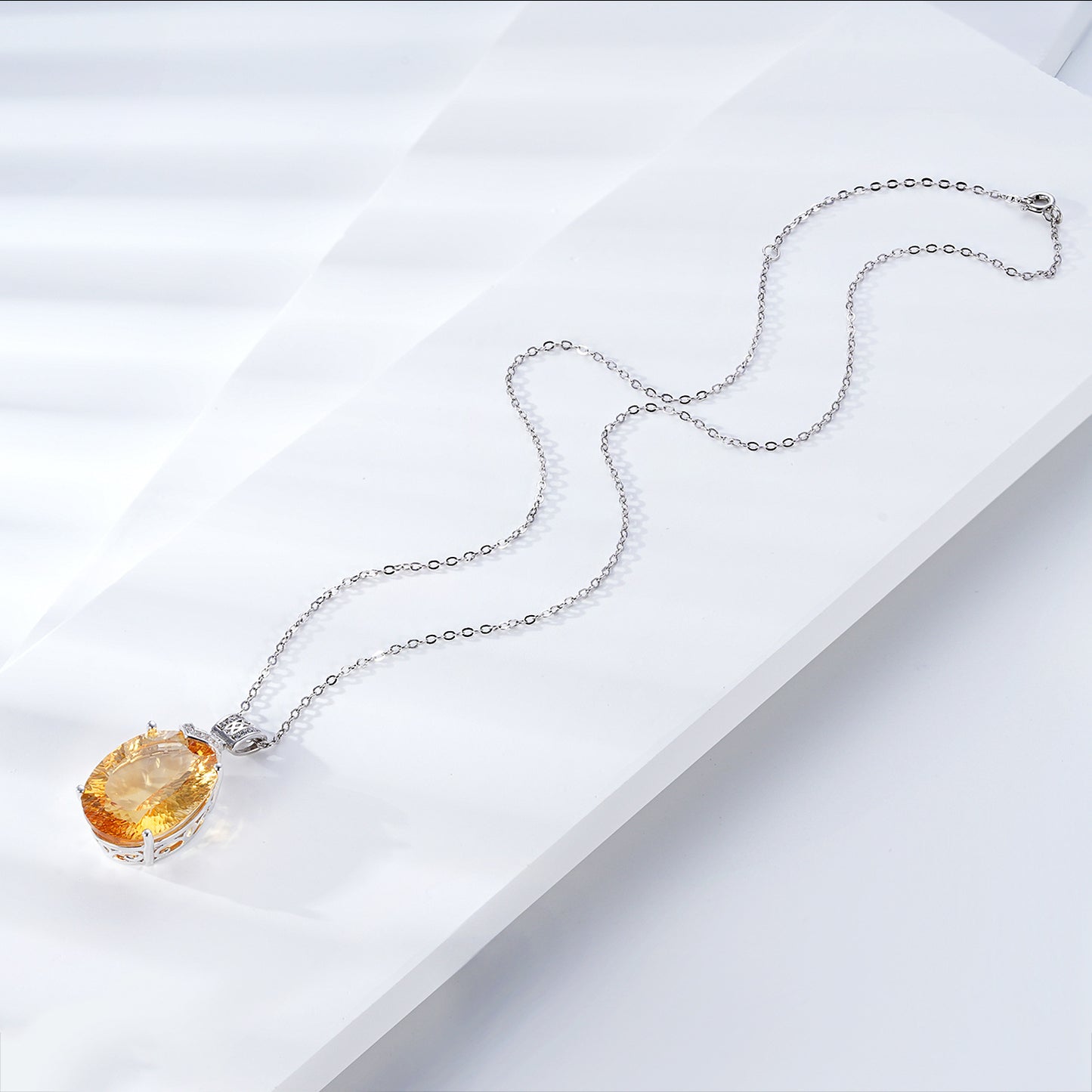 Elegant Natural Topaz Pendant Luxury 925 Silver Necklace Female Collar Chain Valentine's Day Gift For Girlfriend