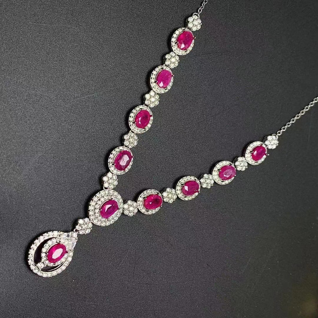 Inlaid Natural Ruby Necklace