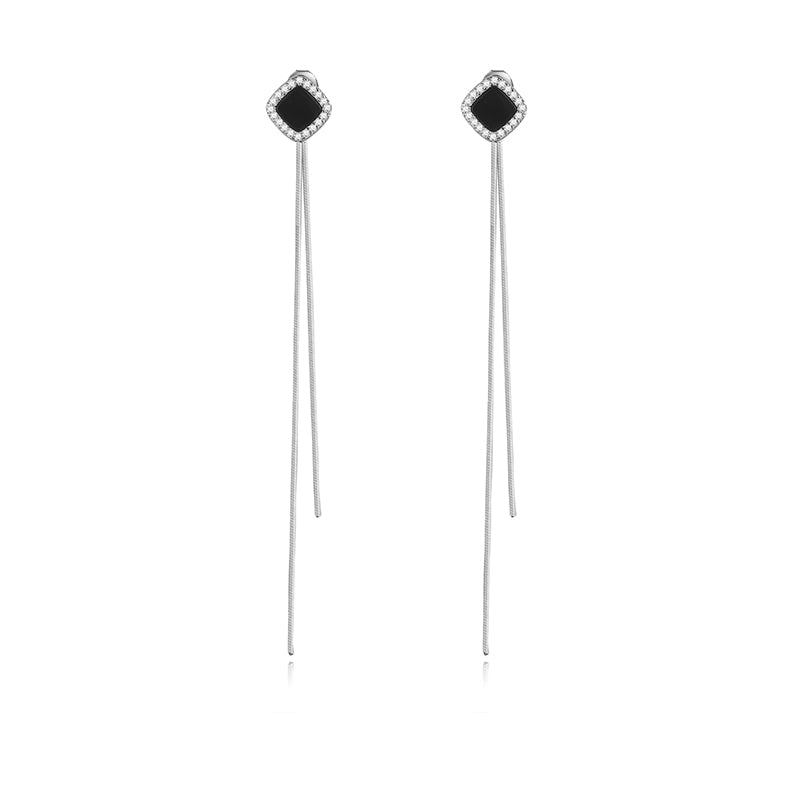 Black Long Earline Earrings