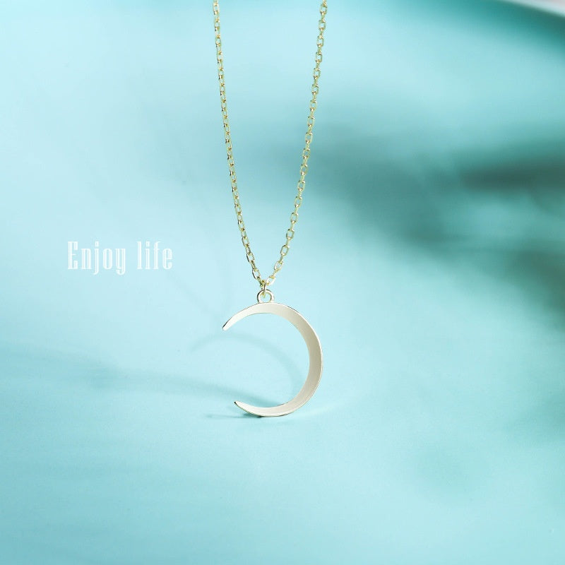 S925 Silver Special-interest Design Moon Necklace Female Fashion Clavicle Chain Internet Celebrity