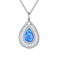 Blue Opal Teardrop Necklace